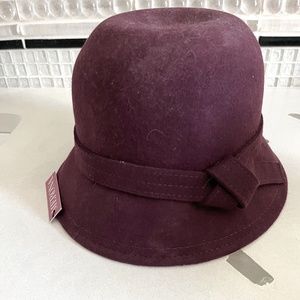 Wine Wool Felt Cloche Hat